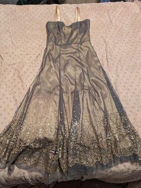 Charcoal and Gold Prom Dress Juniors